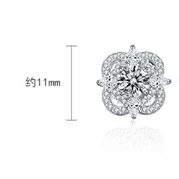 Certified 1ct. t.w. Moissanite Diamond Clover Stud Earrings NEW - Picture 6 of 9